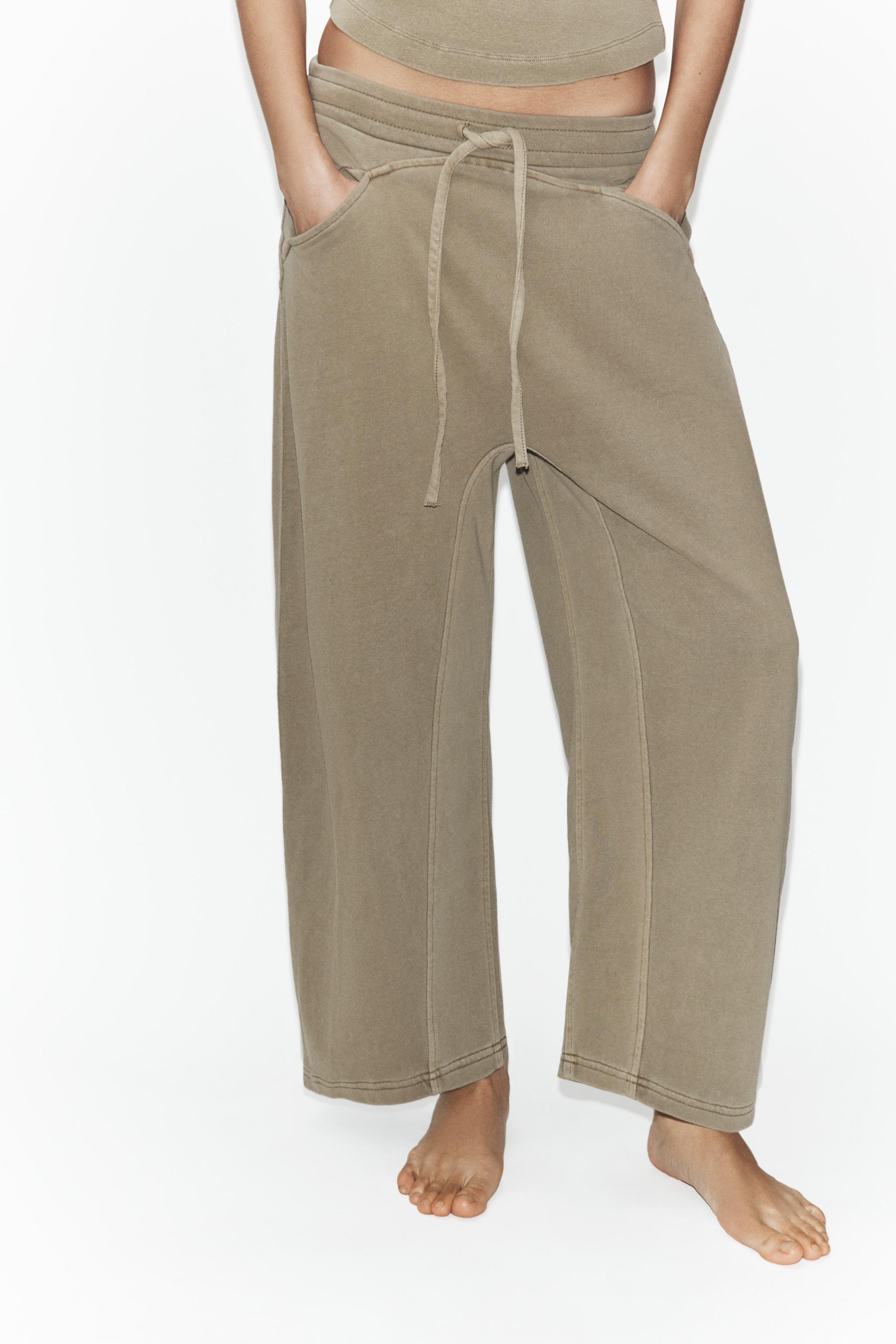 PANTALON EN MOLLETON EFFET DÉLAVÉ